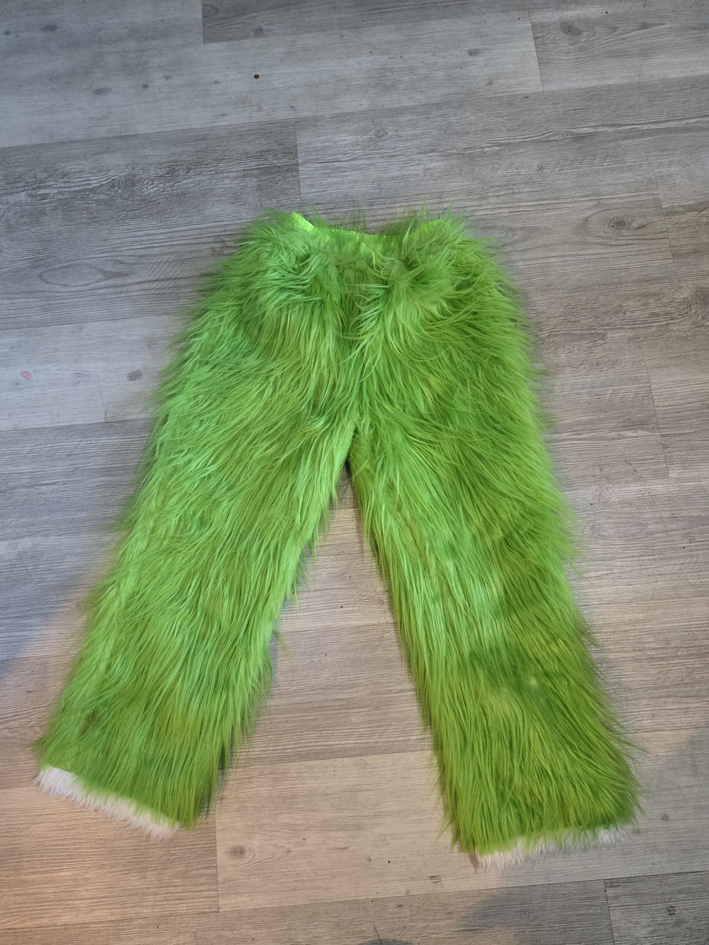Vibrant Lime Green Faux Fur Pants